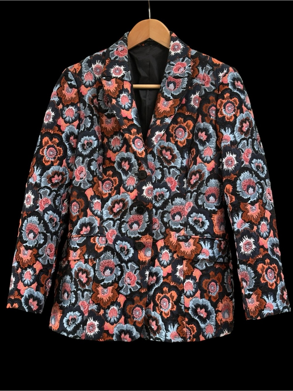 THEORY Floral Jacquard Riding Jacket Blazer 4 Multi Italian Woven - Picture 6 of 16